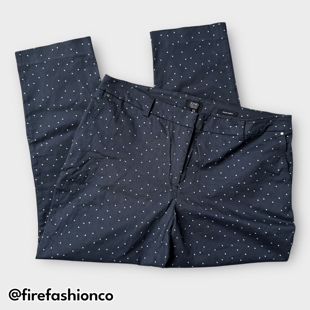 Jones New York Signature Grace Ankle Polka Dot Skinny Pants Blue Size 14 - Picture 3 of 8